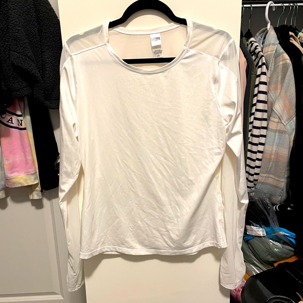 Victoria Secret Sport White Mesh Back workout top